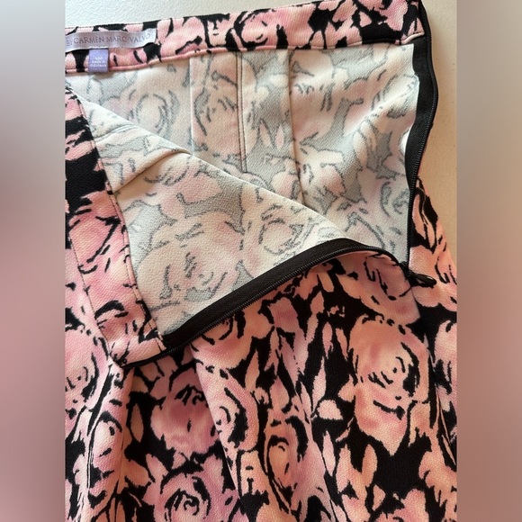 Luxe by Carmen Marc Valvo pink and black floral miniskirt size 12P - Picture 8 of 8